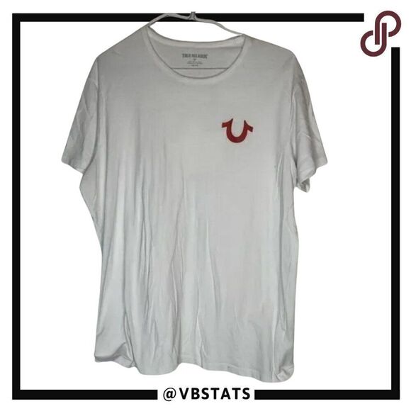 True Religion White and Red Short Sleeve Graphic Design World Tour Tee Size 2XL - Picture 1 of 7